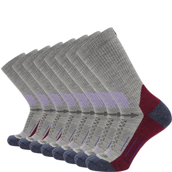 8 Pairs Berry - Hike Crew Midweight Merino Wool Sock