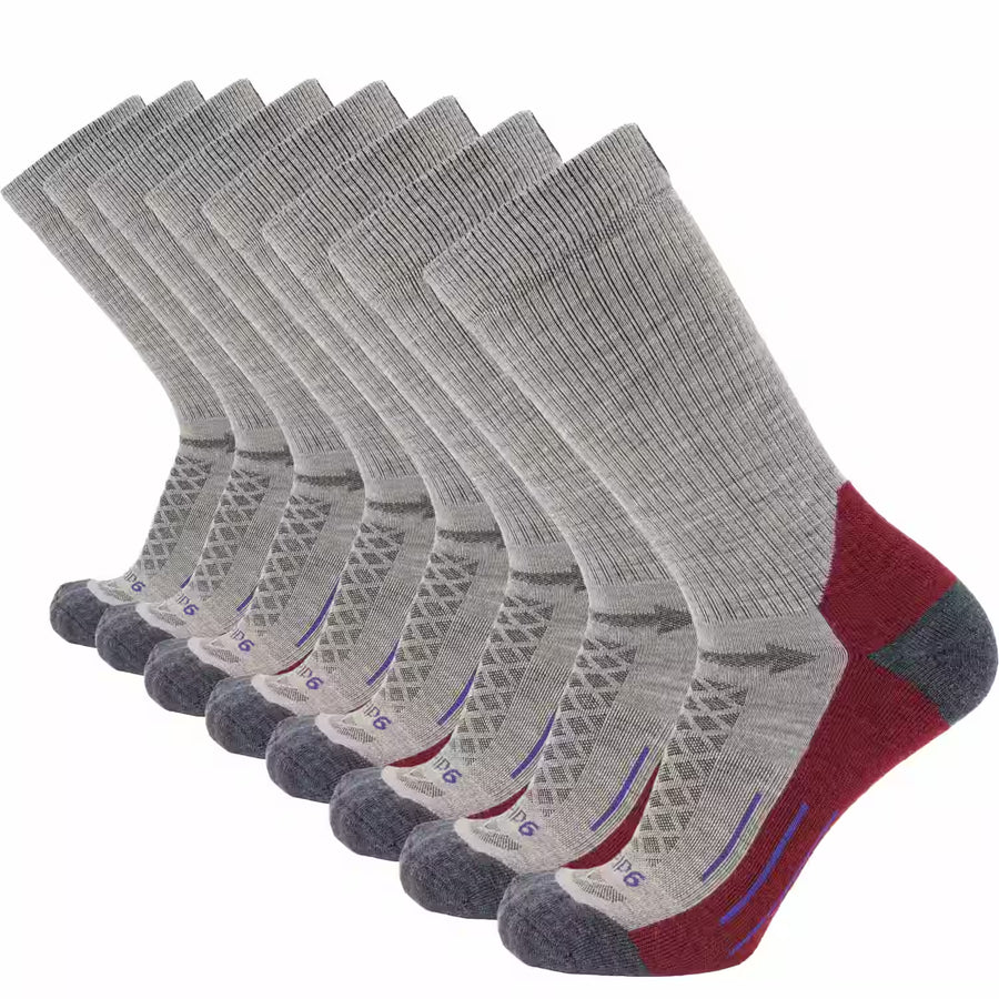 GRIP6 8 Pairs Berry Hike Crew midweight merino wool socks
