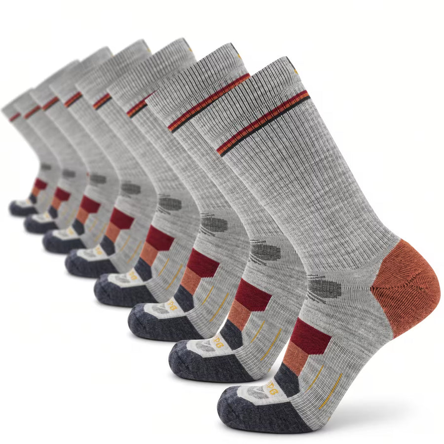 8 Pairs Campfire - Hike Crew Lightweight Merino Wool Sock