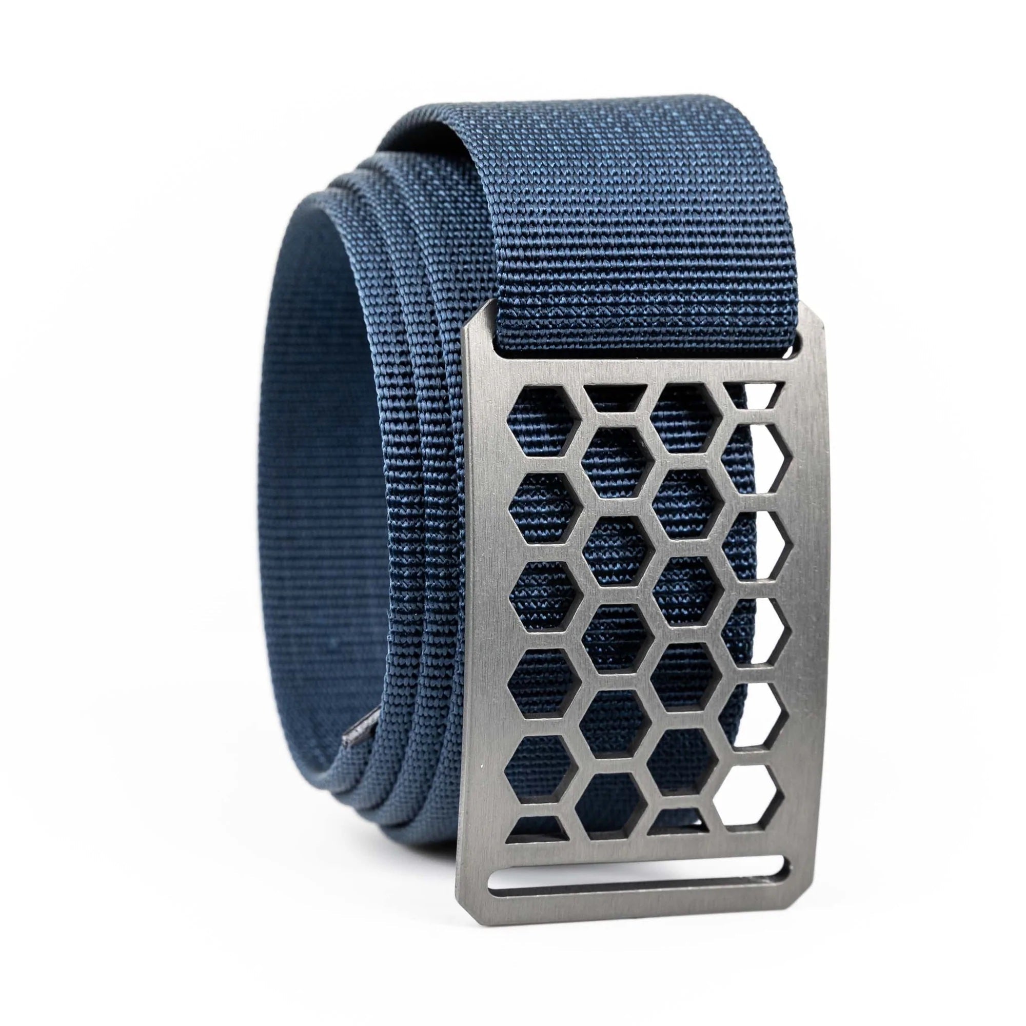 honeycomb design belt buckle with blue belt