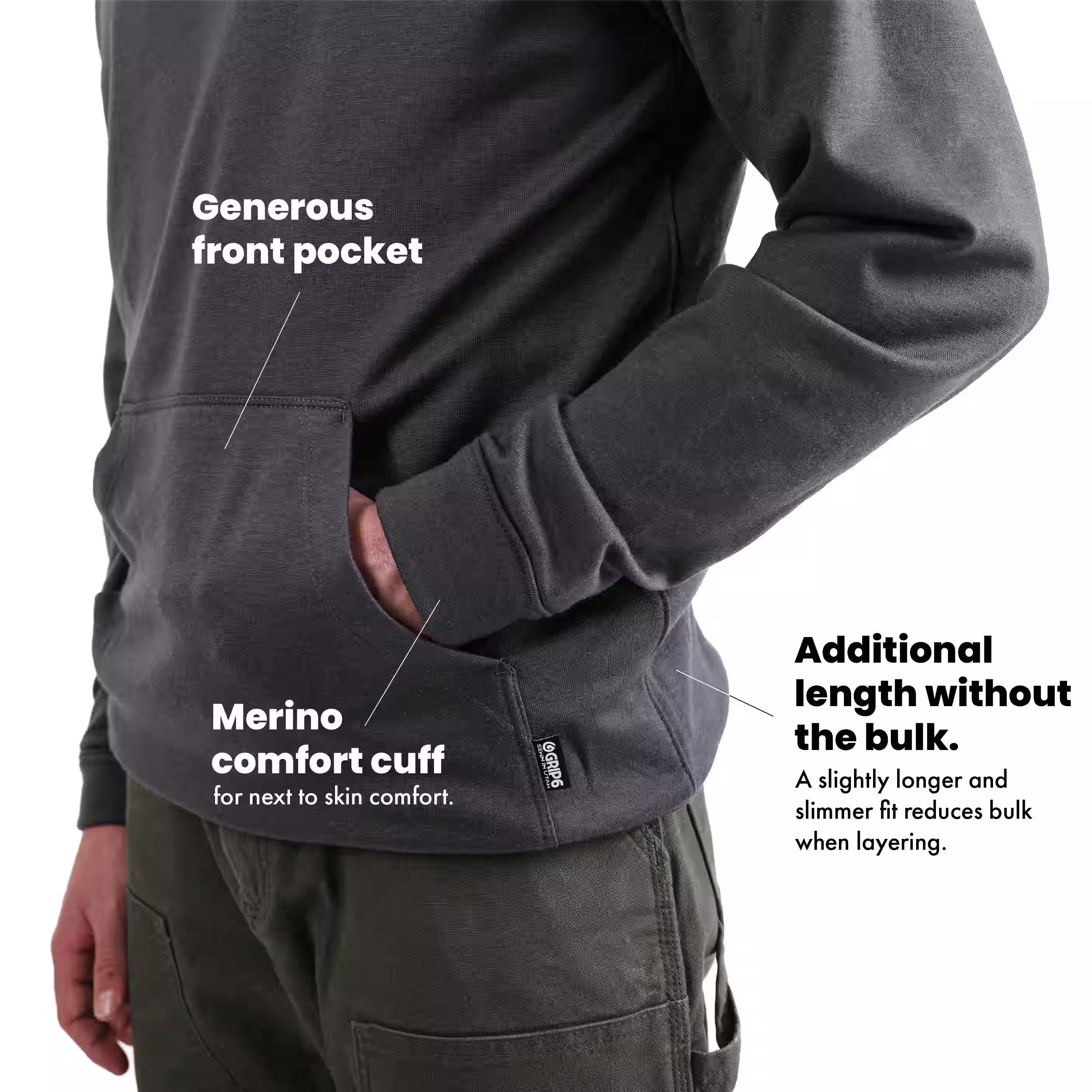 Switchback Merino Wool Hoodie - Charcoal