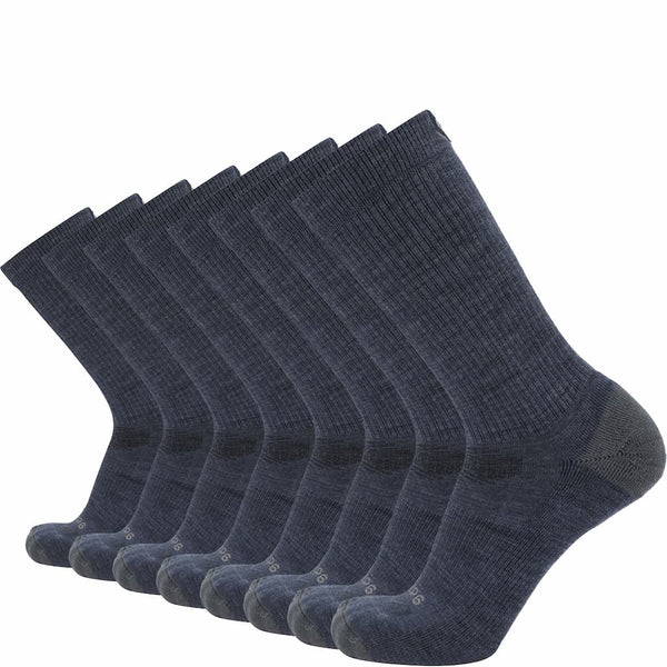 8 Pairs Indigo - Casual Crew Midweight Merino Wool Sock