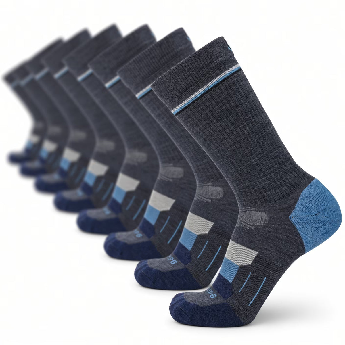 8 Pairs Lake - Hike Crew Lightweight Merino Wool Sock