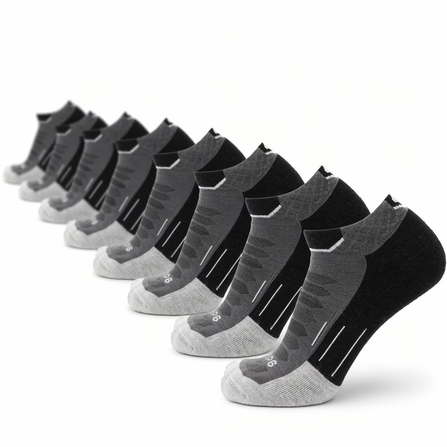 8 Pairs Obsidian - Run Ankle Midweight Merino Wool Sock