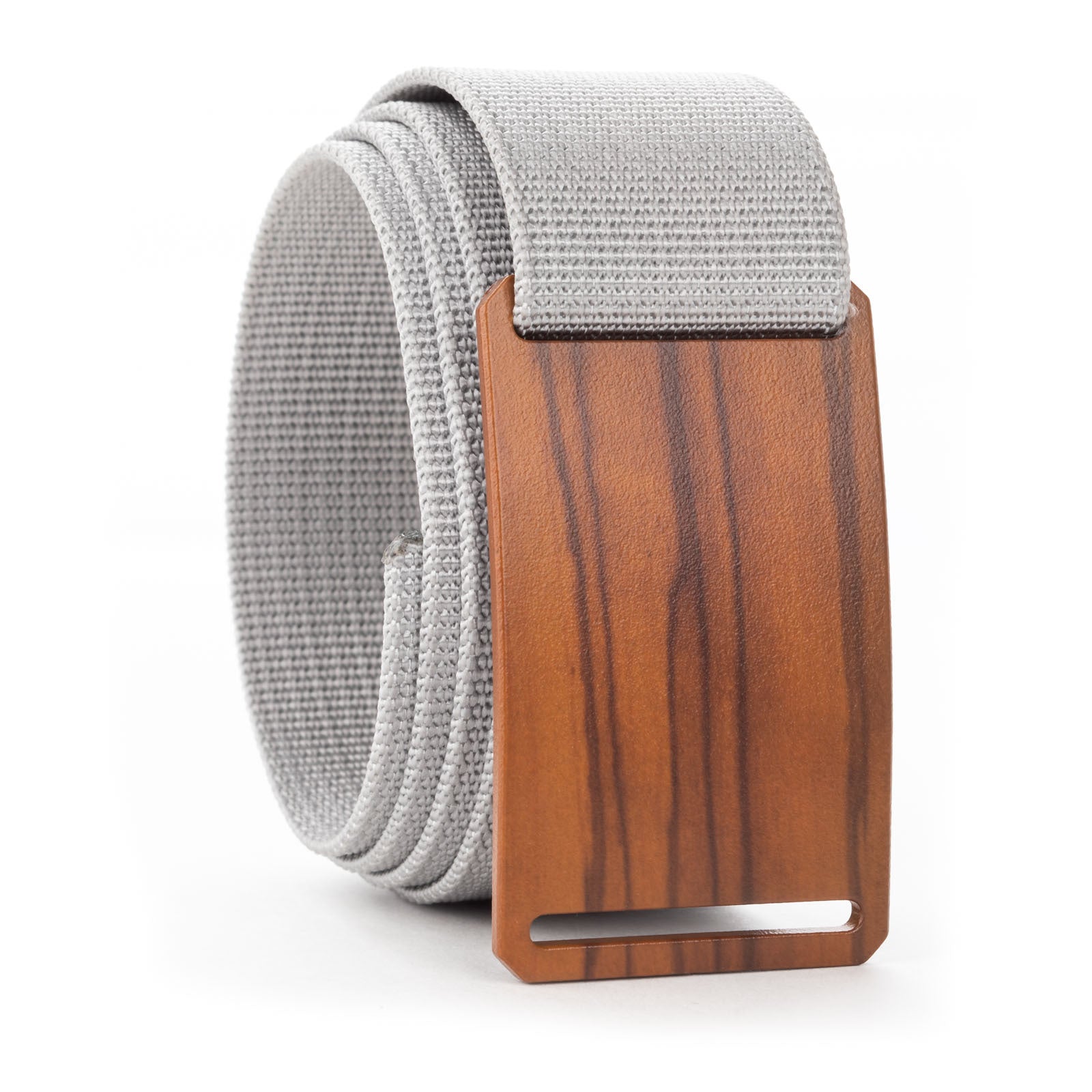 grey belt strap with wood buckle swatch-image