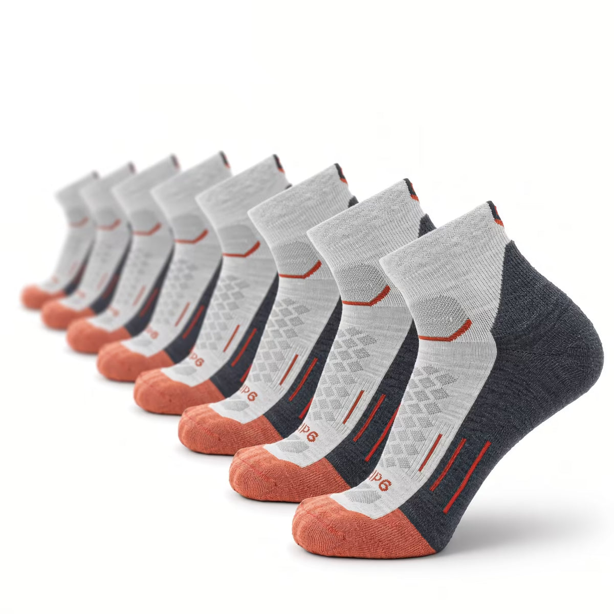8 Pairs Torch - Run 1/4 Crew Midweight Merino Wool Sock
