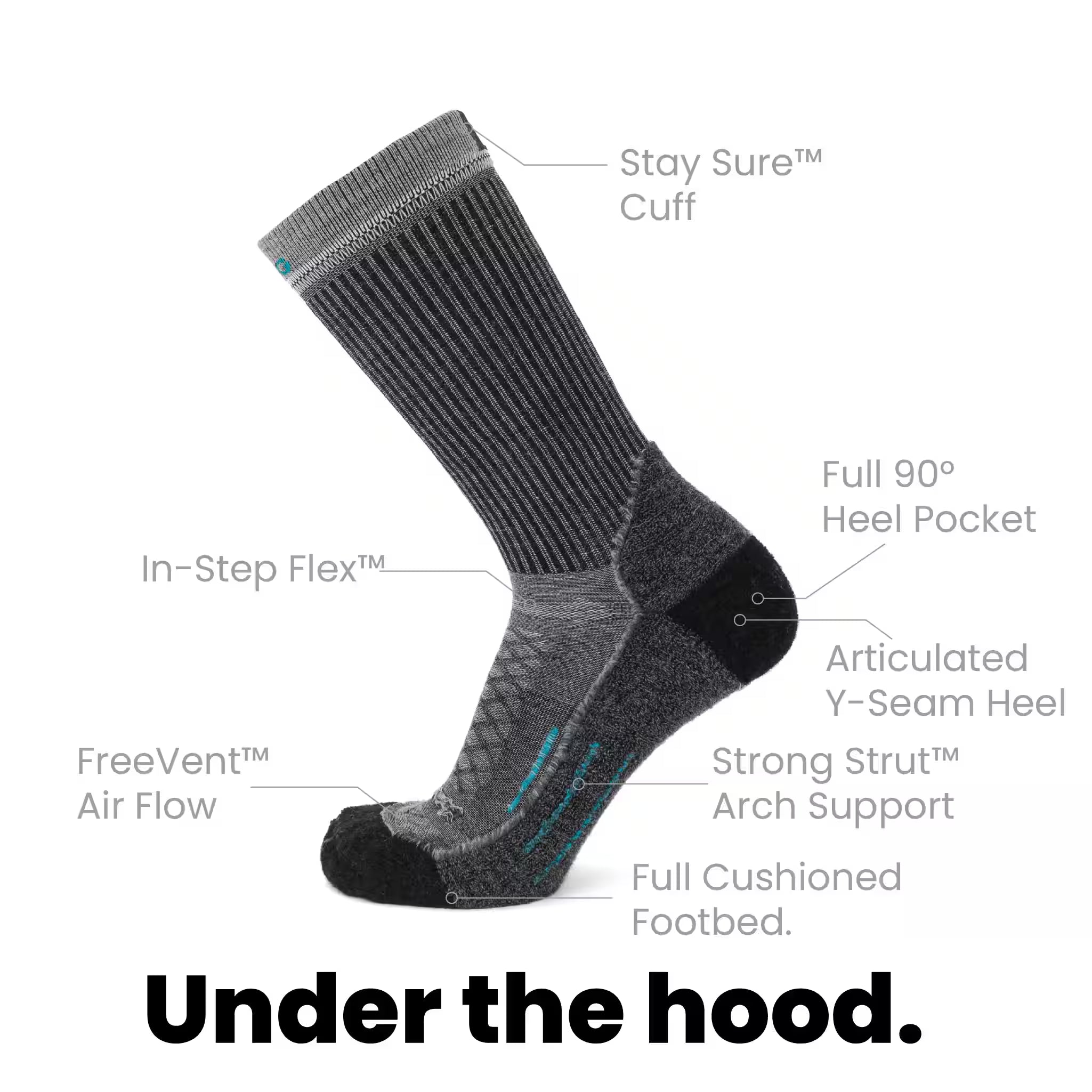 Stone - Hike Crew Midweight Merino Wool Sock