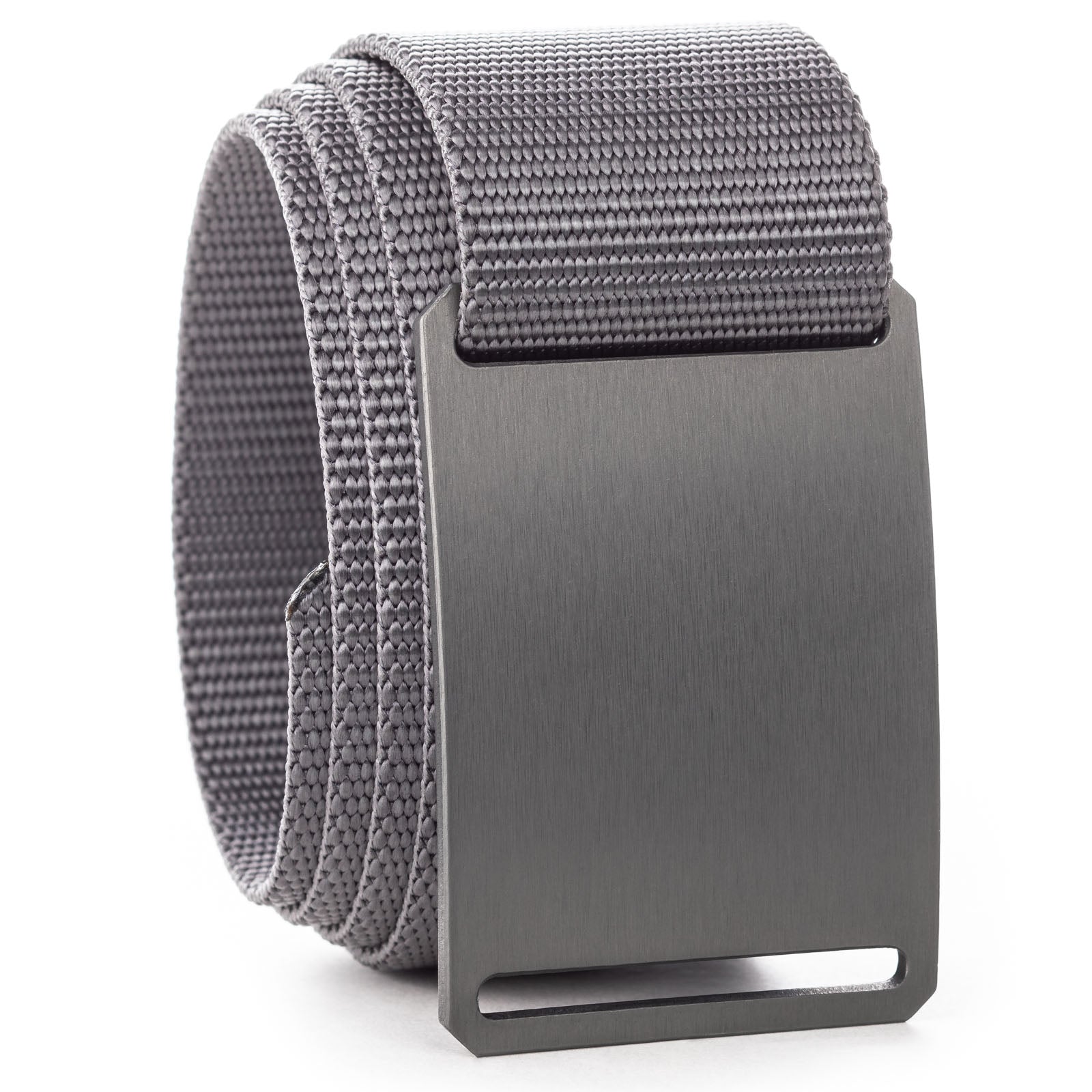 gunmetal buckle with grey belt swatch-image