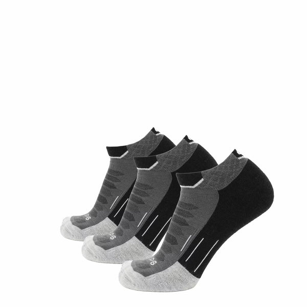 3 Pack Obsidian - Run Ankle Midweight Merino Wool Sock