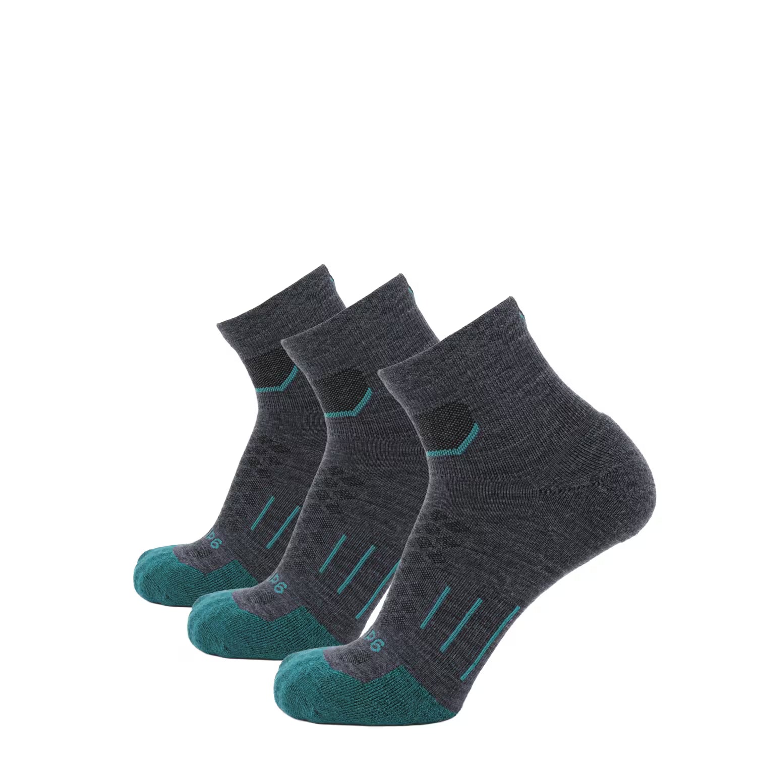 3 Pack Wave - Run 1/4 Crew Runweight Merino Wool Sock