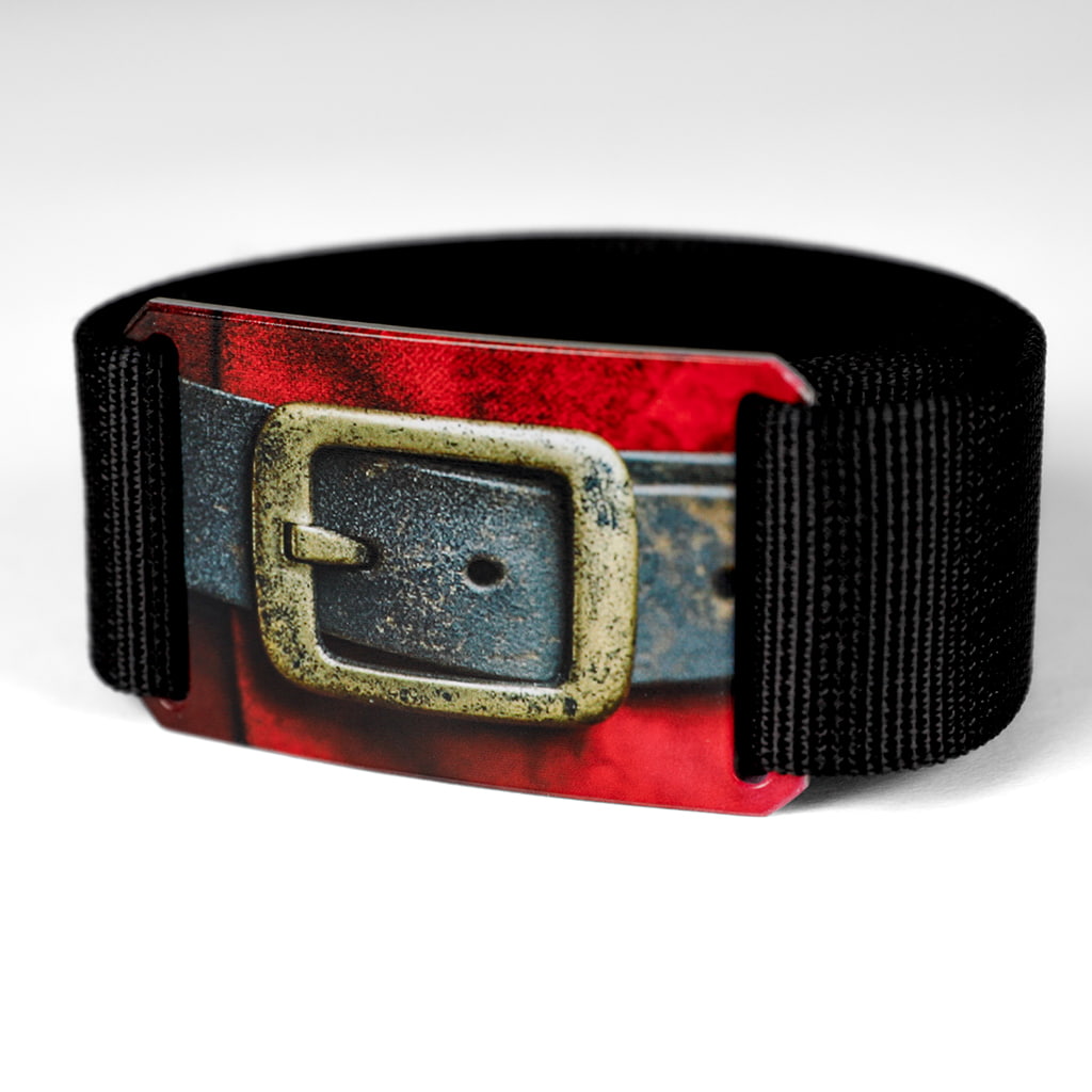 Santa belt buckle with black belt strap