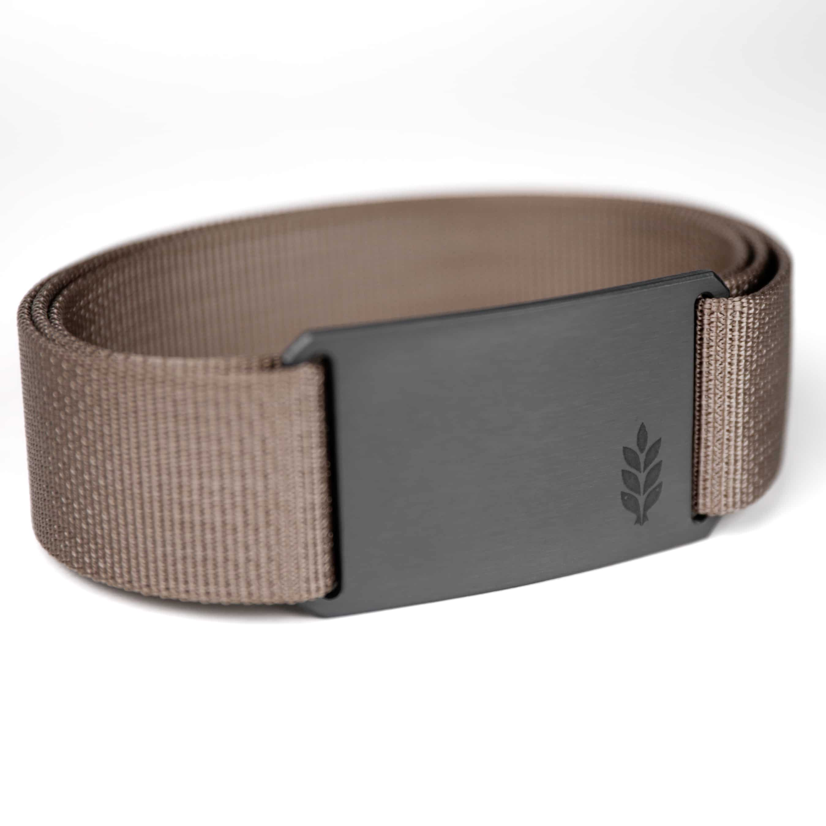 slim brown belt with homestead buckle