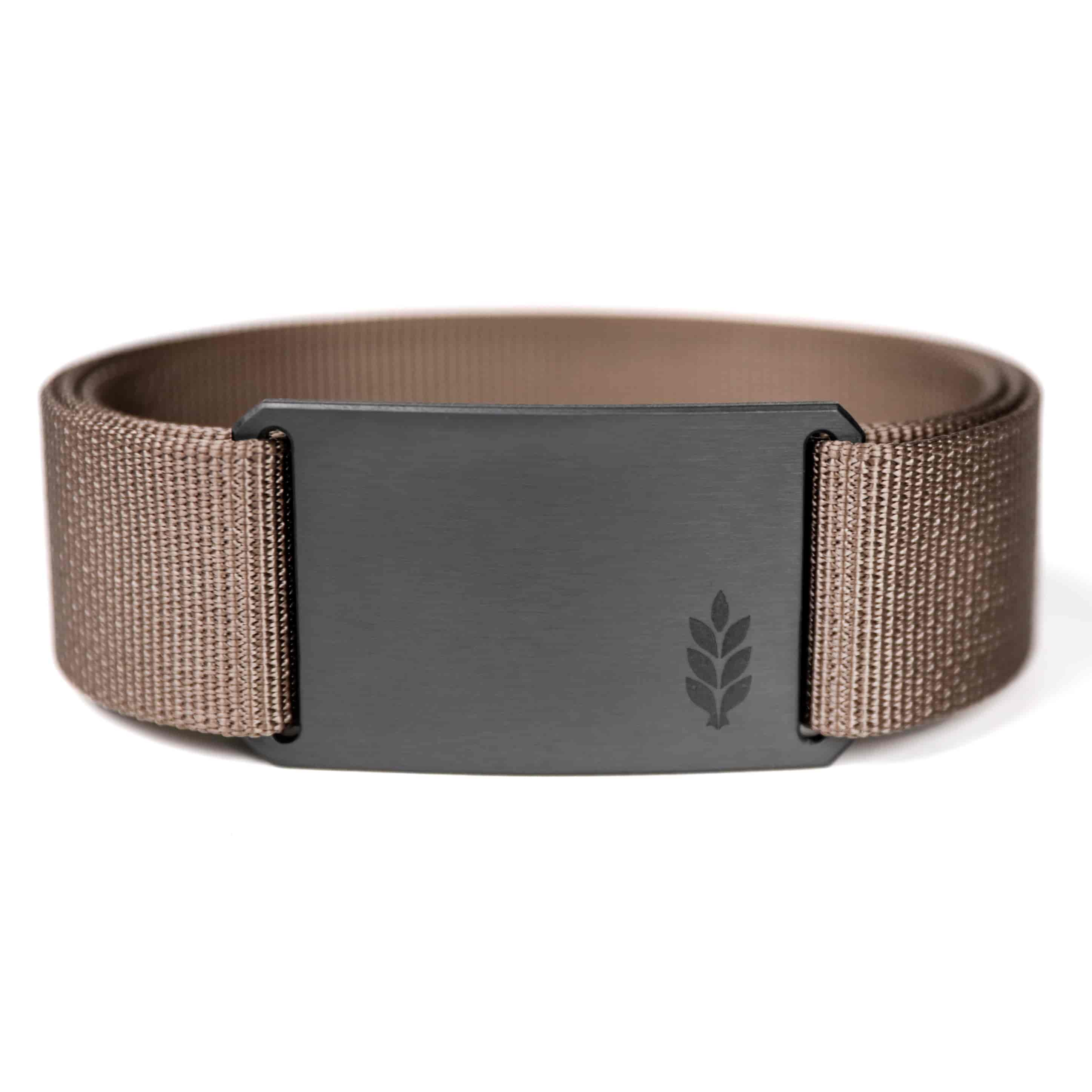 slim homestead belt buckle with brown belt strap