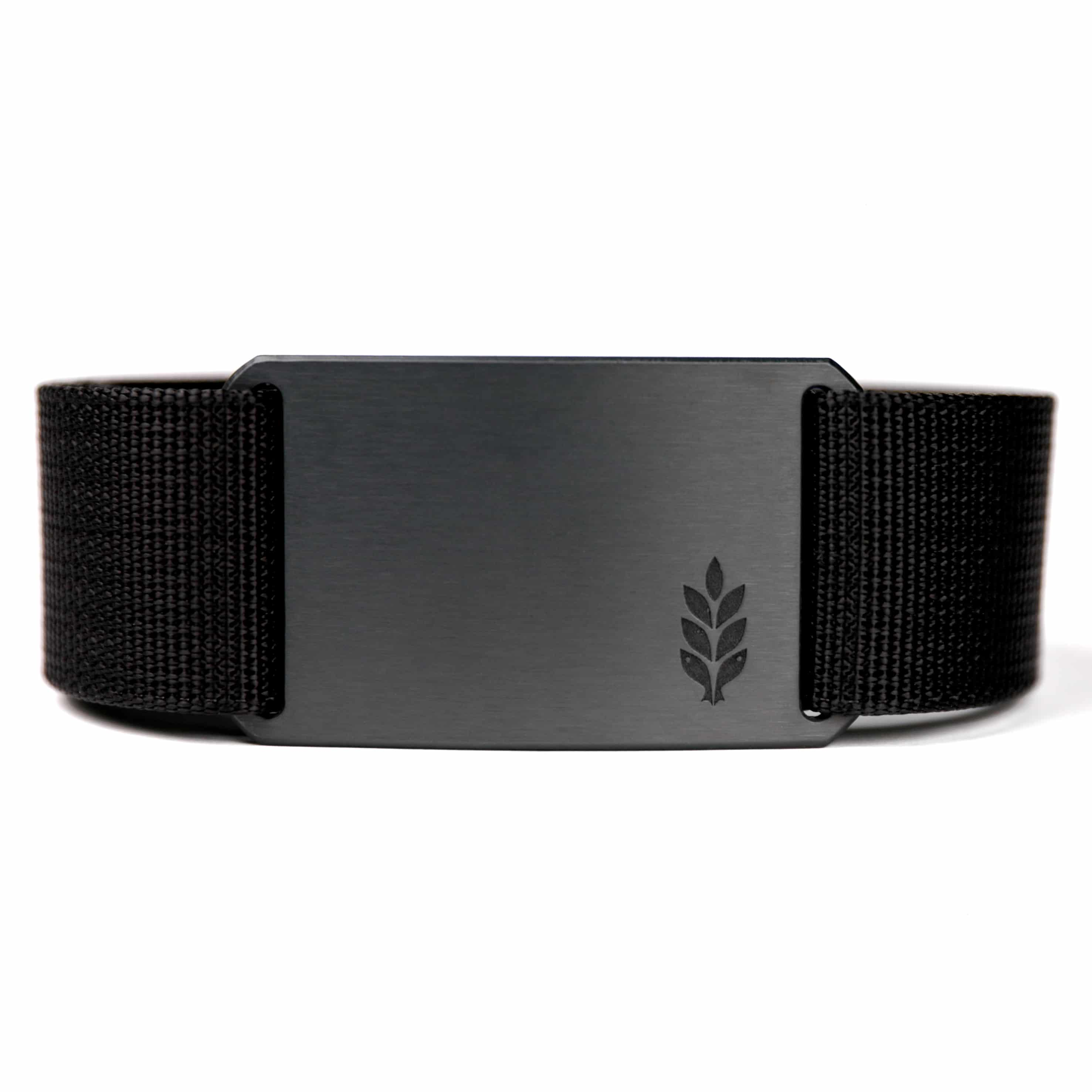 slim black belt with homestead buckle