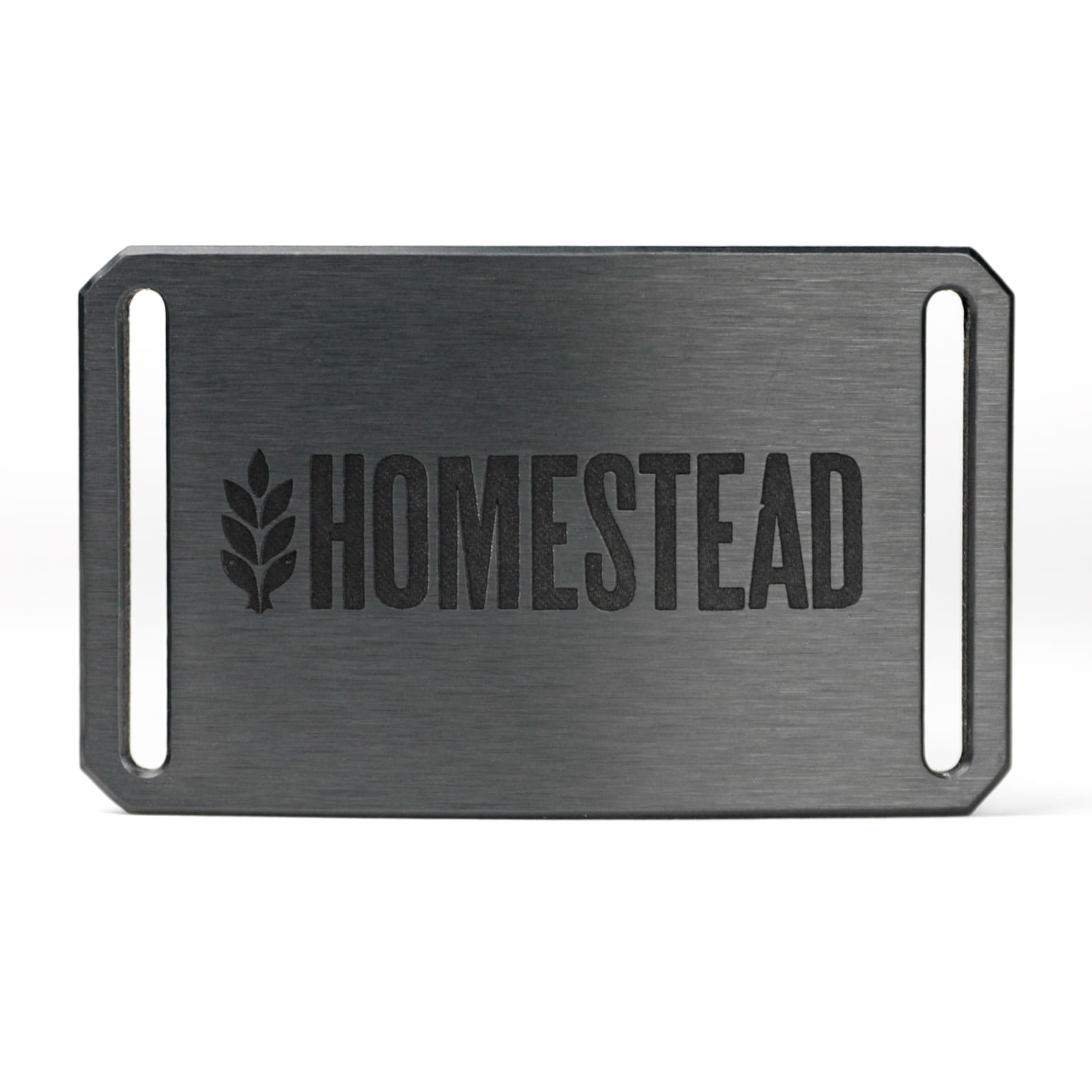 black homestead logo belt buckle