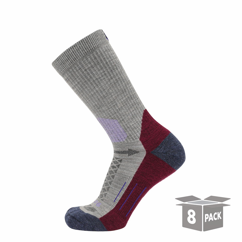 8 Pairs Berry - Hike Crew Midweight Merino Wool Sock