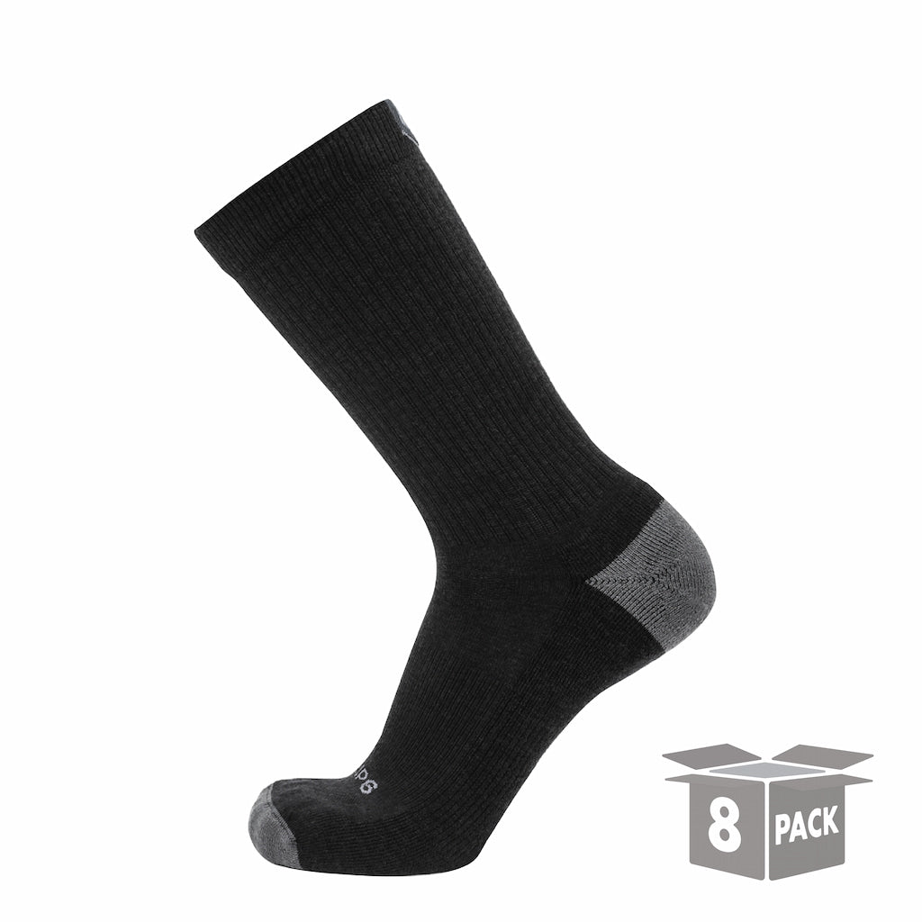 8 Pairs Carbon - Casual Crew Midweight Merino Wool Sock