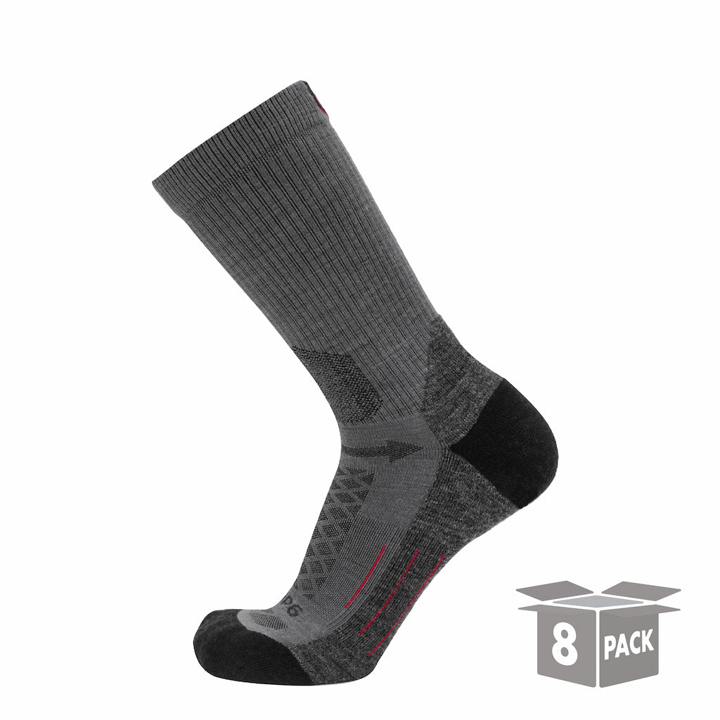 8 Pairs Graphite - Hike Crew Midweight Merino Wool Sock