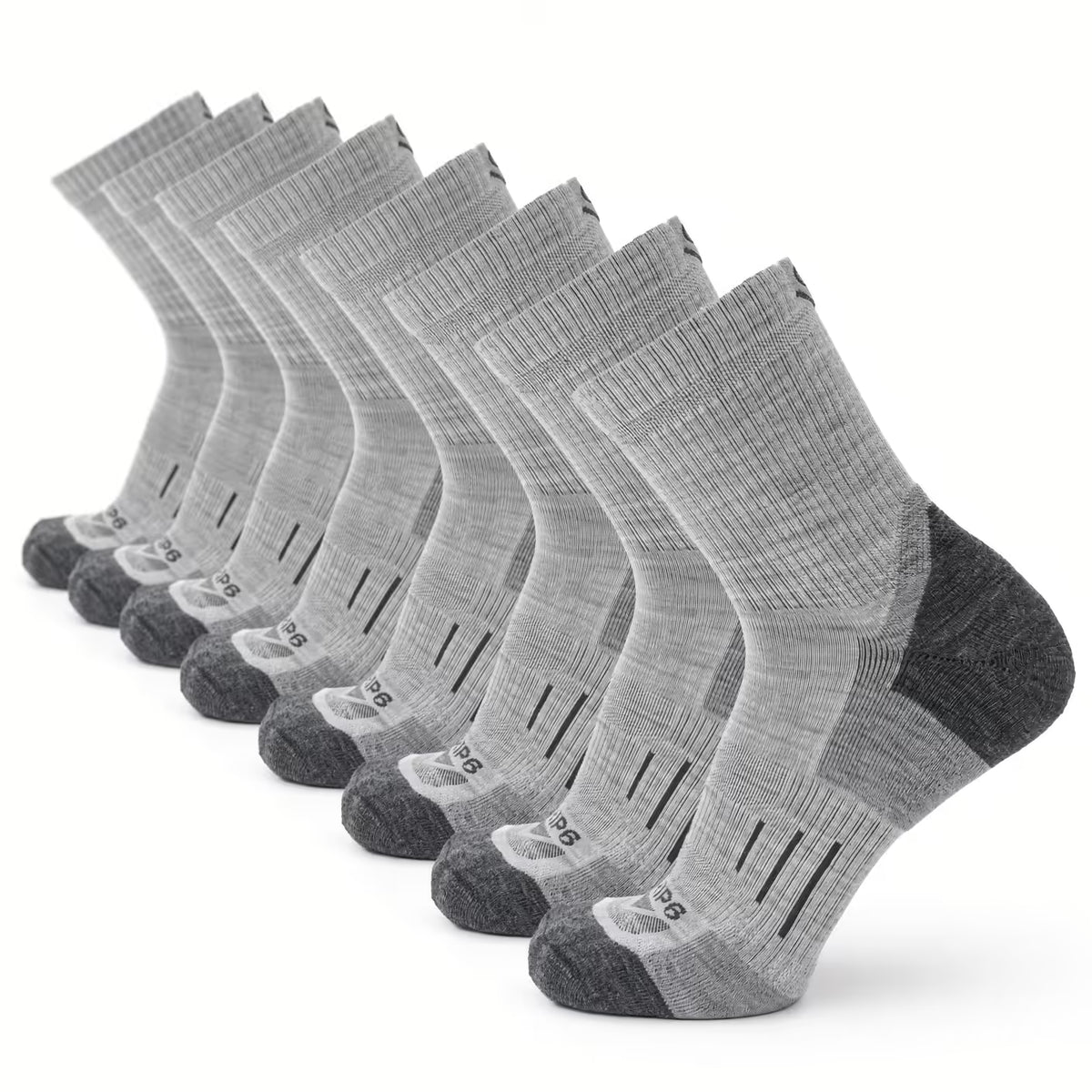 8 Pairs Alpine - 3/4 Crew Lightweight Hiking & Trail Running Sock