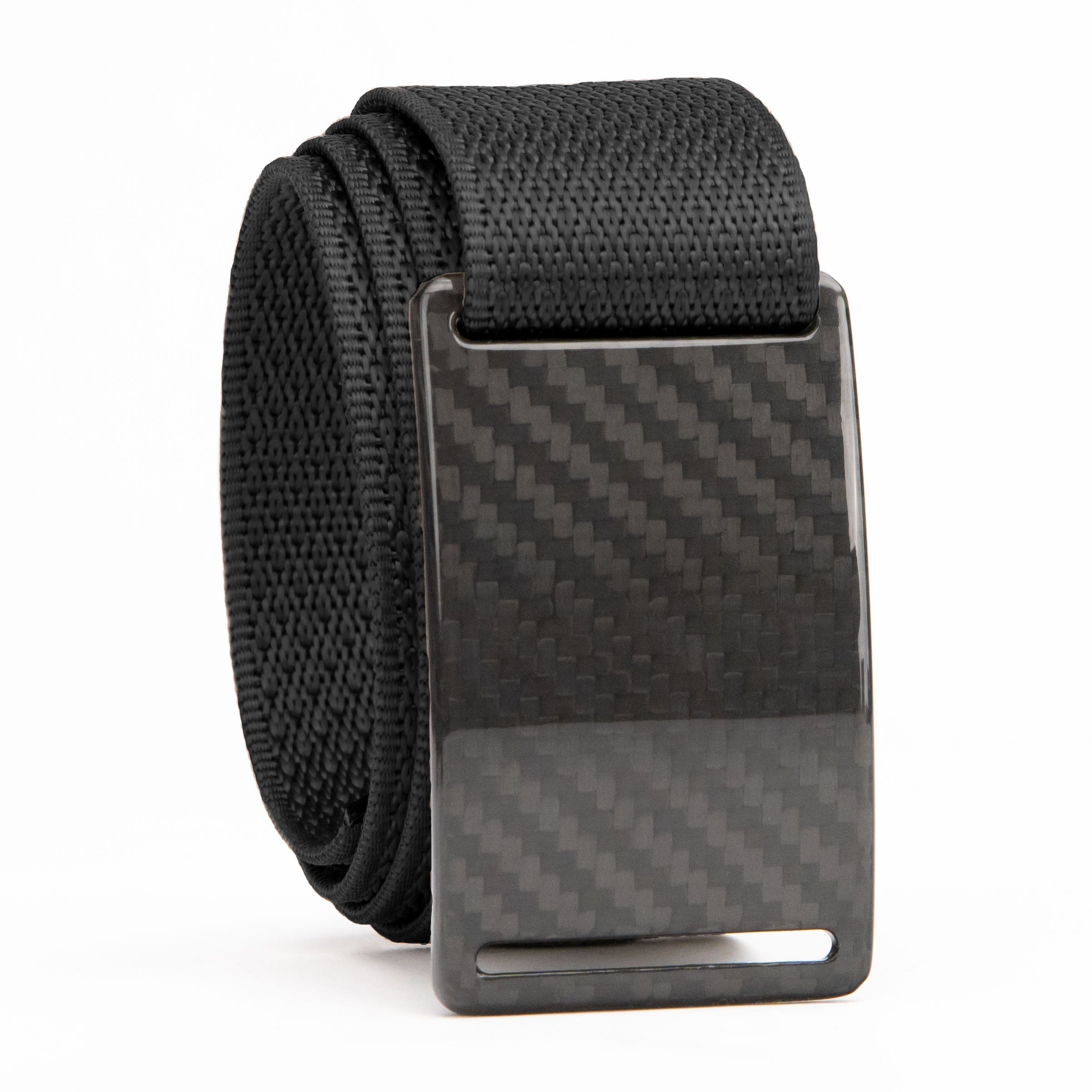 black belt with carbon fiber buckle