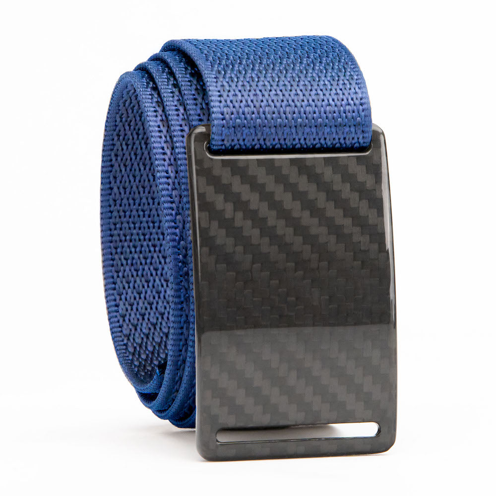 carbon fiber belt buckle with blue belt strap swatch-image