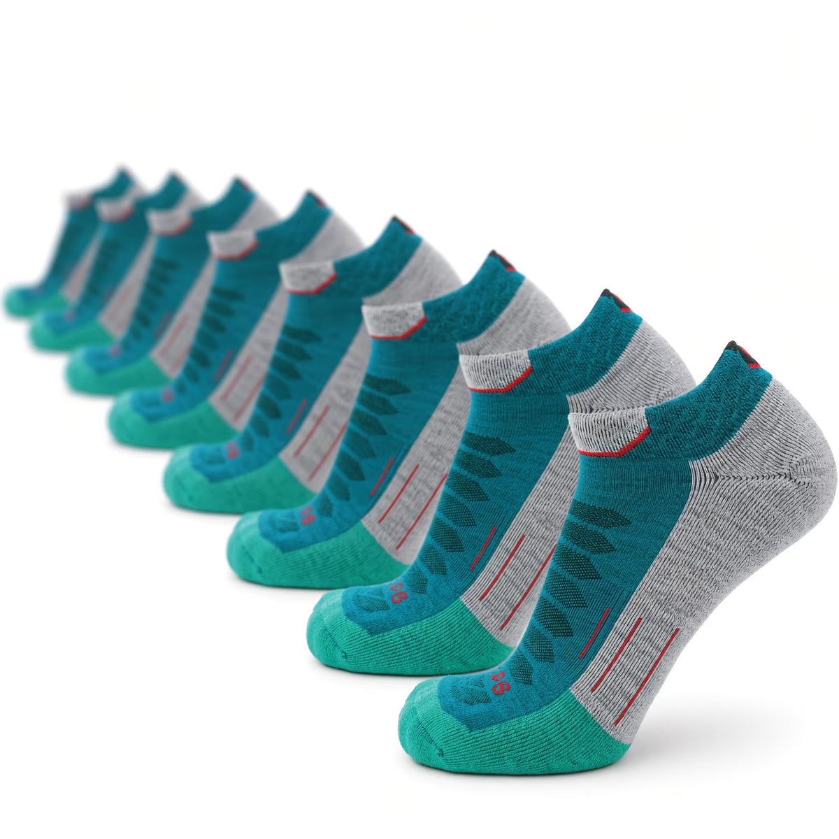 8 Pairs Emerald - Run Ankle Midweight Merino Wool Sock