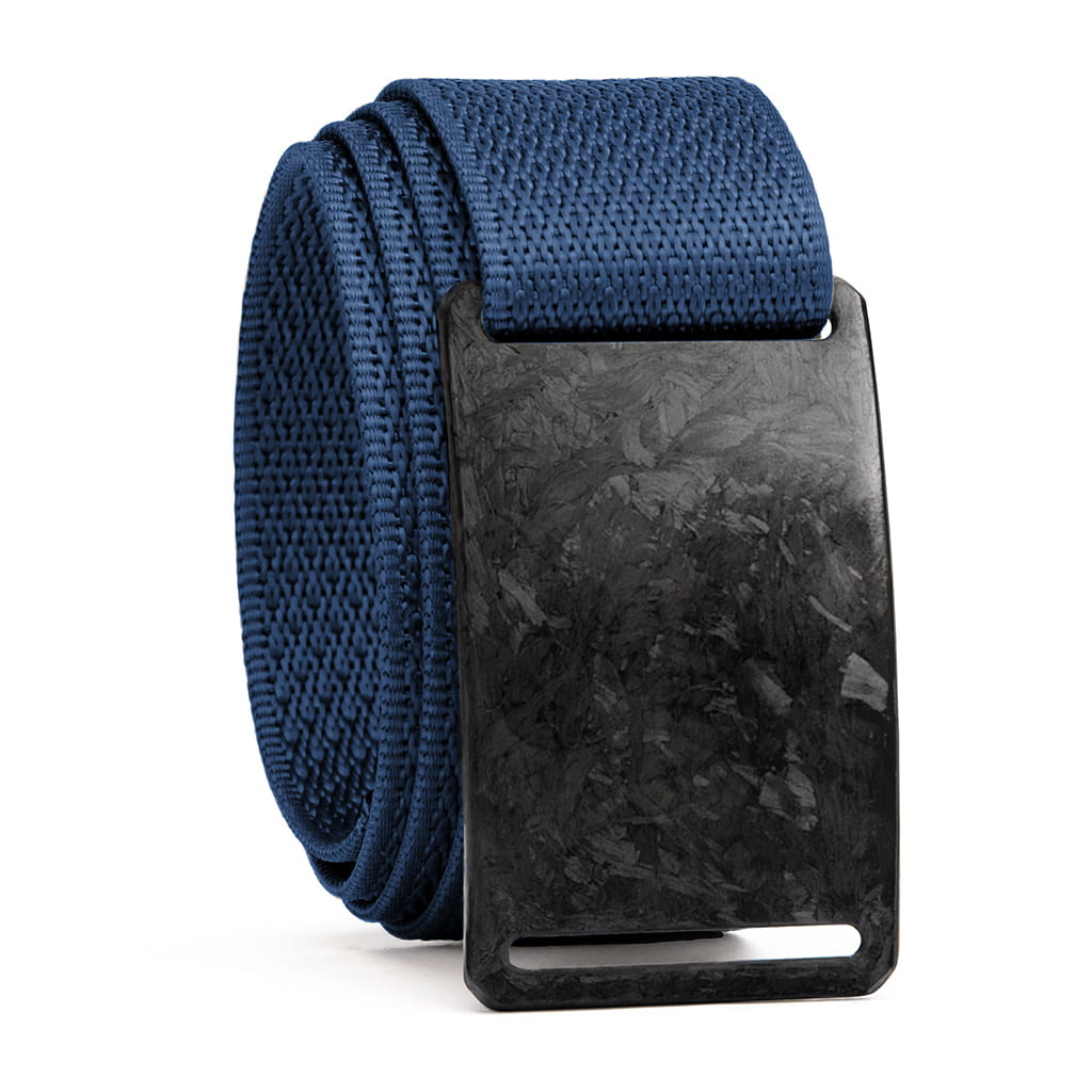 blue belt with carbon fiber buckle