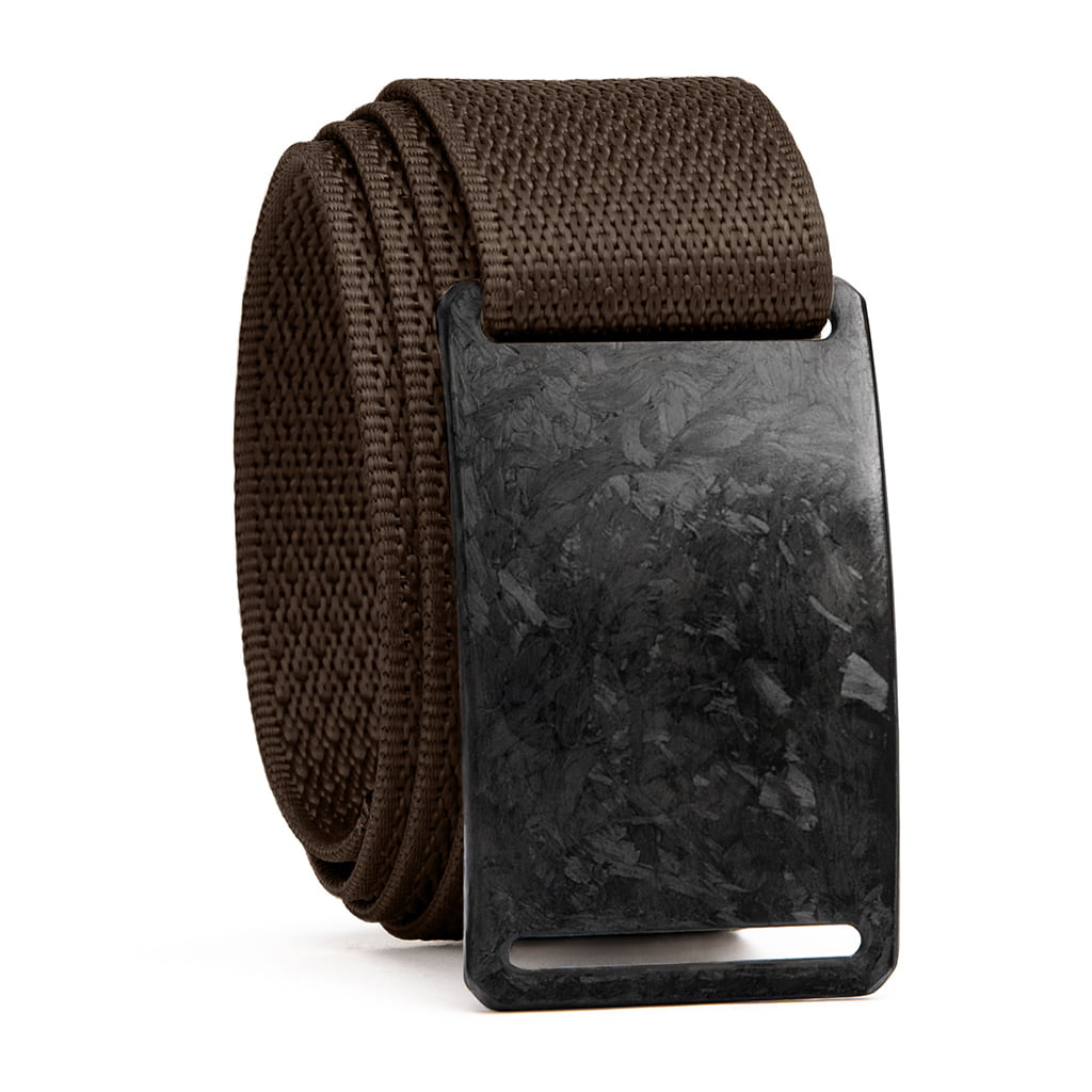 brown belt with carbon fiber buckle