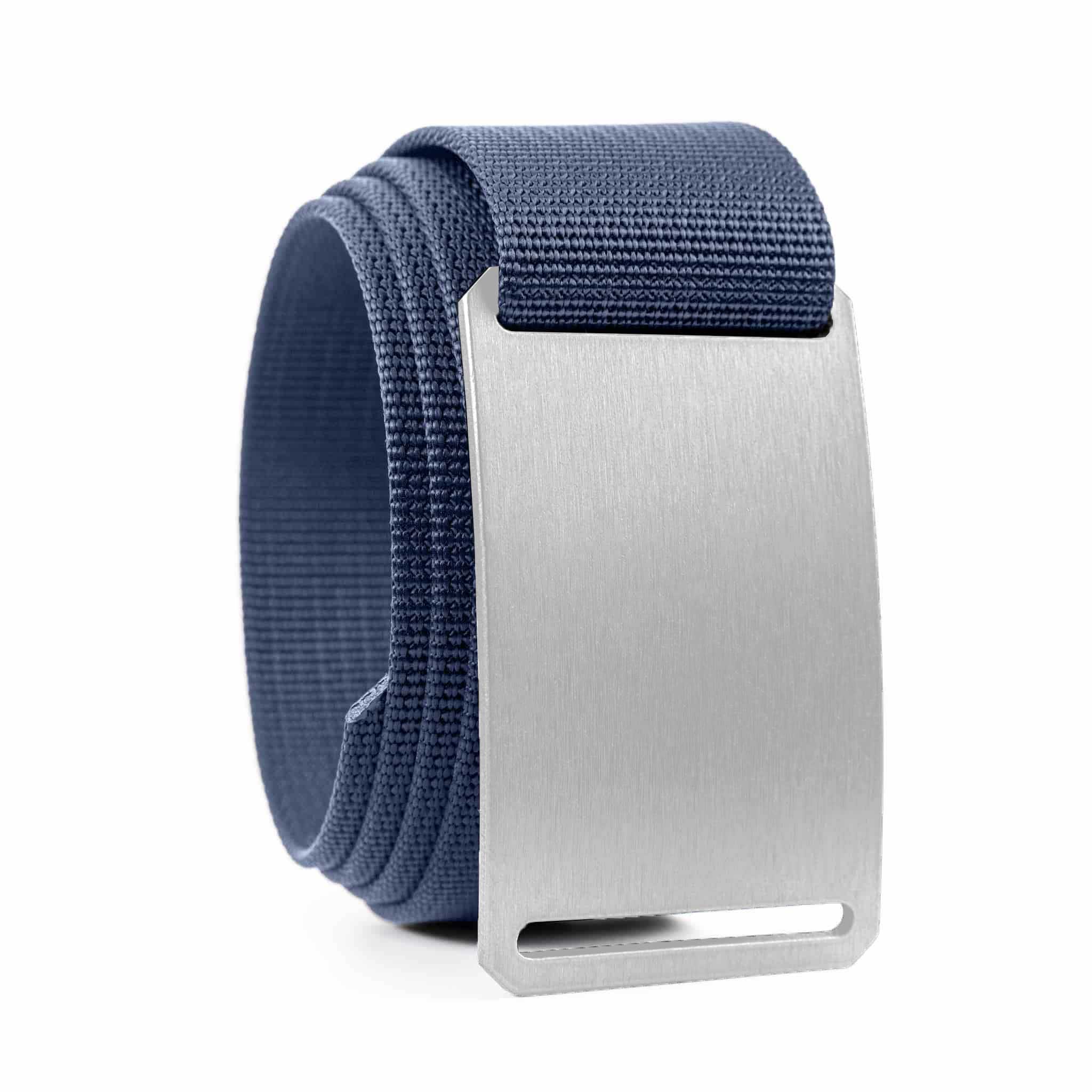 blue belt with silver buckle