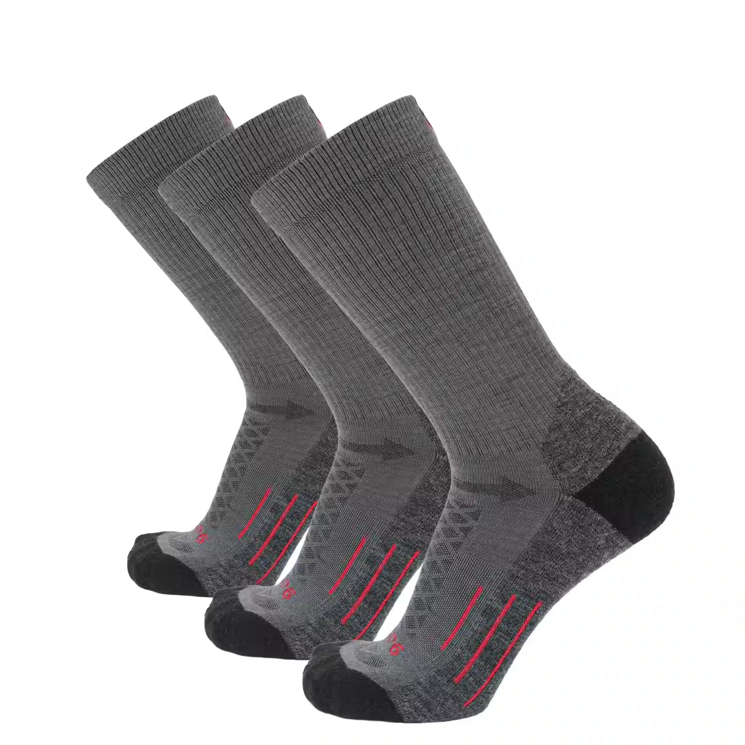 3 Pack Graphite - Hike Crew Midweight Merino Wool Sock