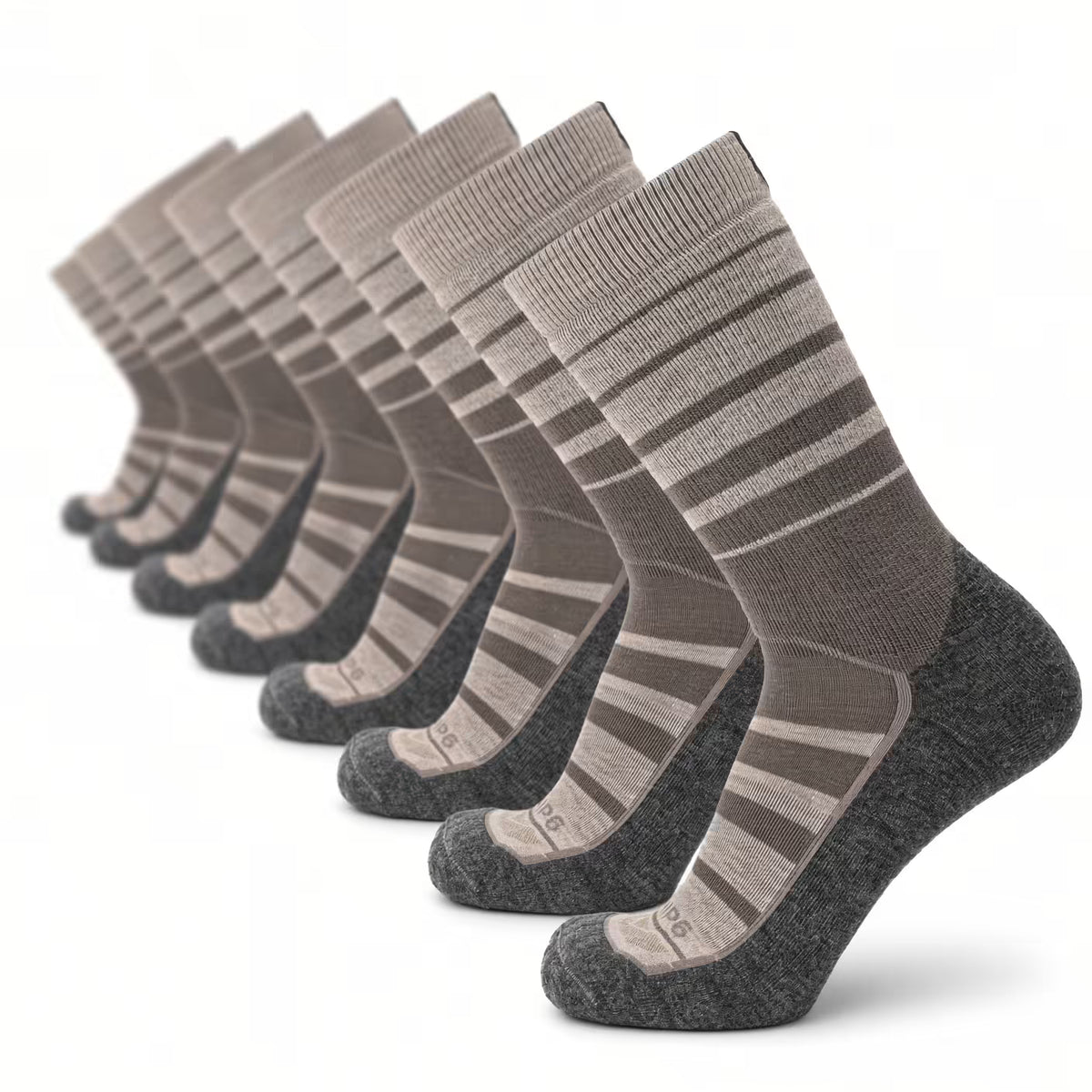 8 Pairs Latte - Hike Crew Heavyweight Merino Wool Sock