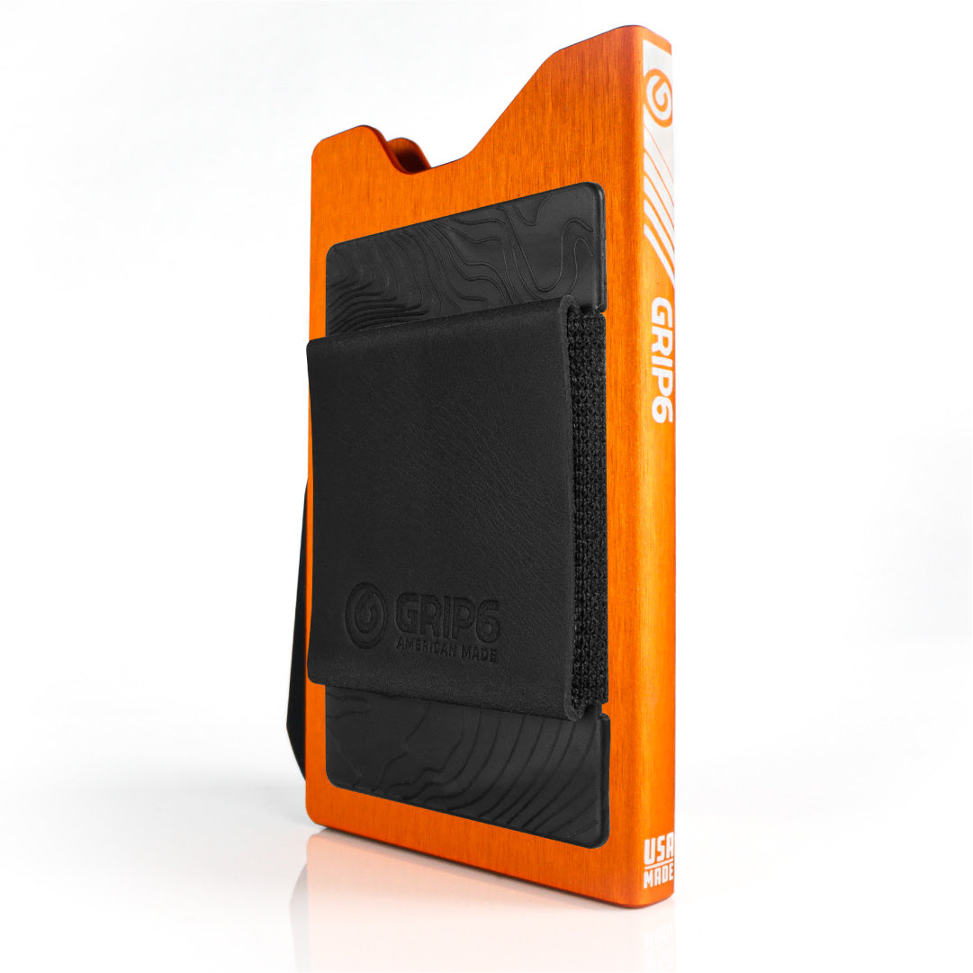 slim orange wallet