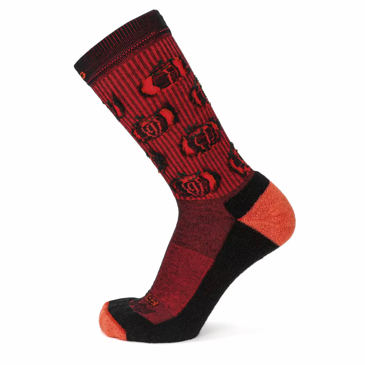 Angled view of the GRIP6 Pumpkin Casual Crew midweight merino wool sock