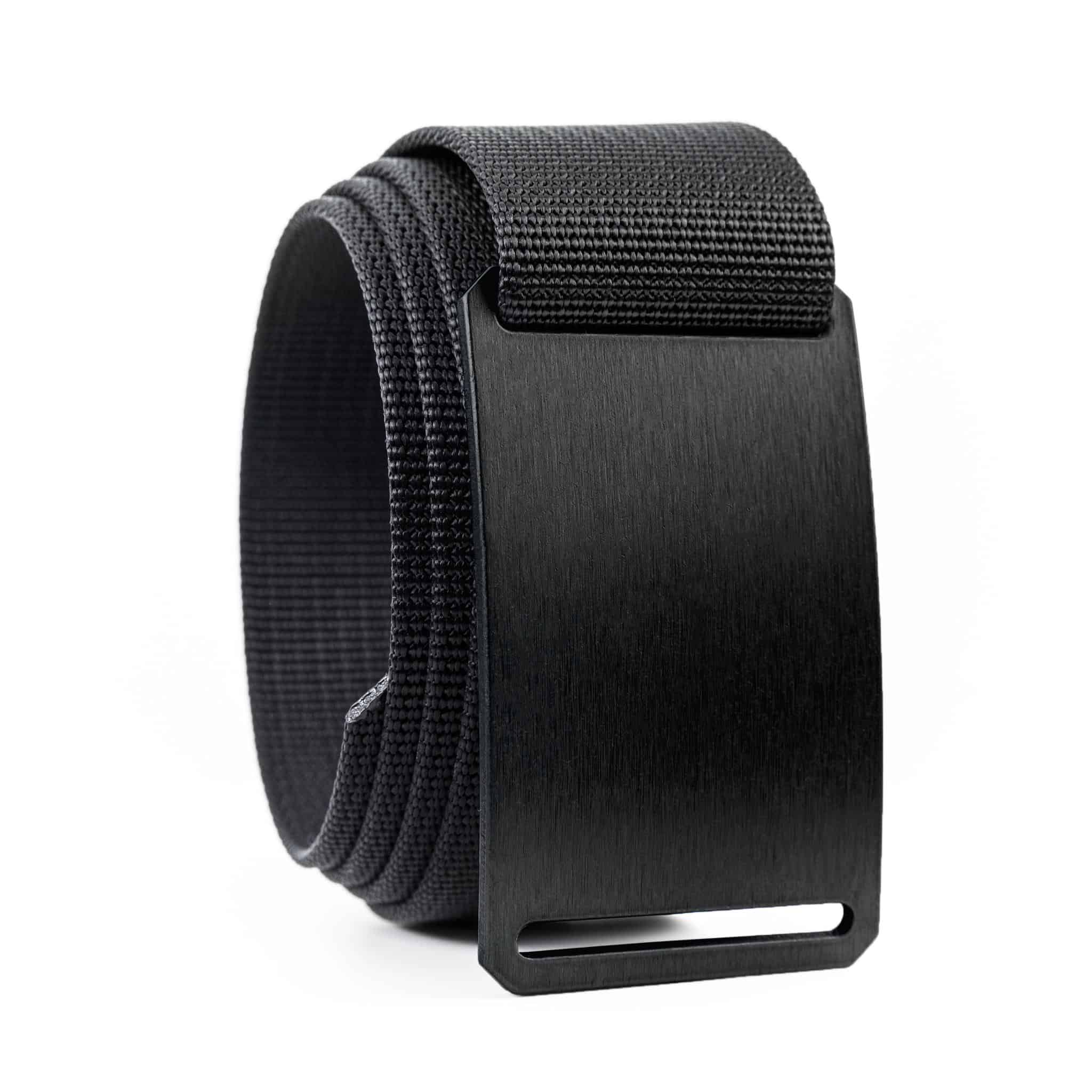 black slim belt buckle with black belt strap