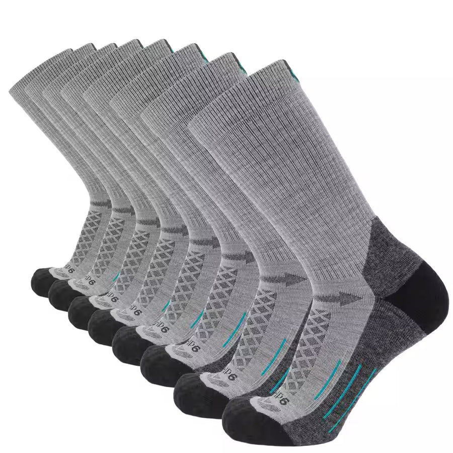 GRIP6 8 Pairs Stone Hike Crew midweight merino wool socks