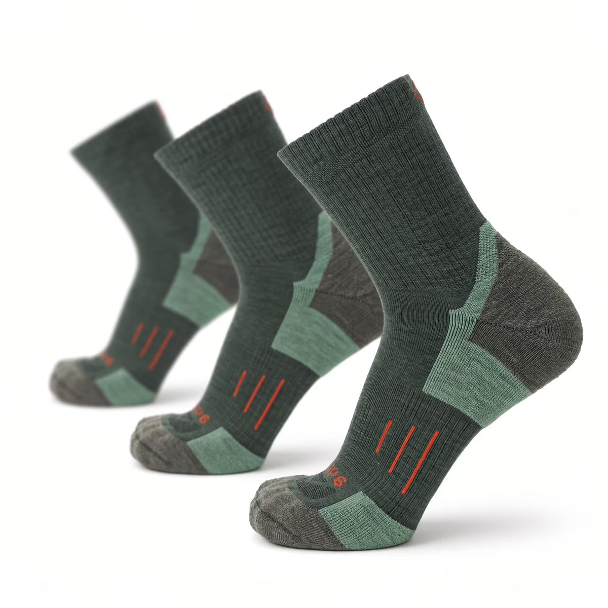 3 Pack Treeline - 3/4 Crew Lightweight Hiking & Trail Running Sock