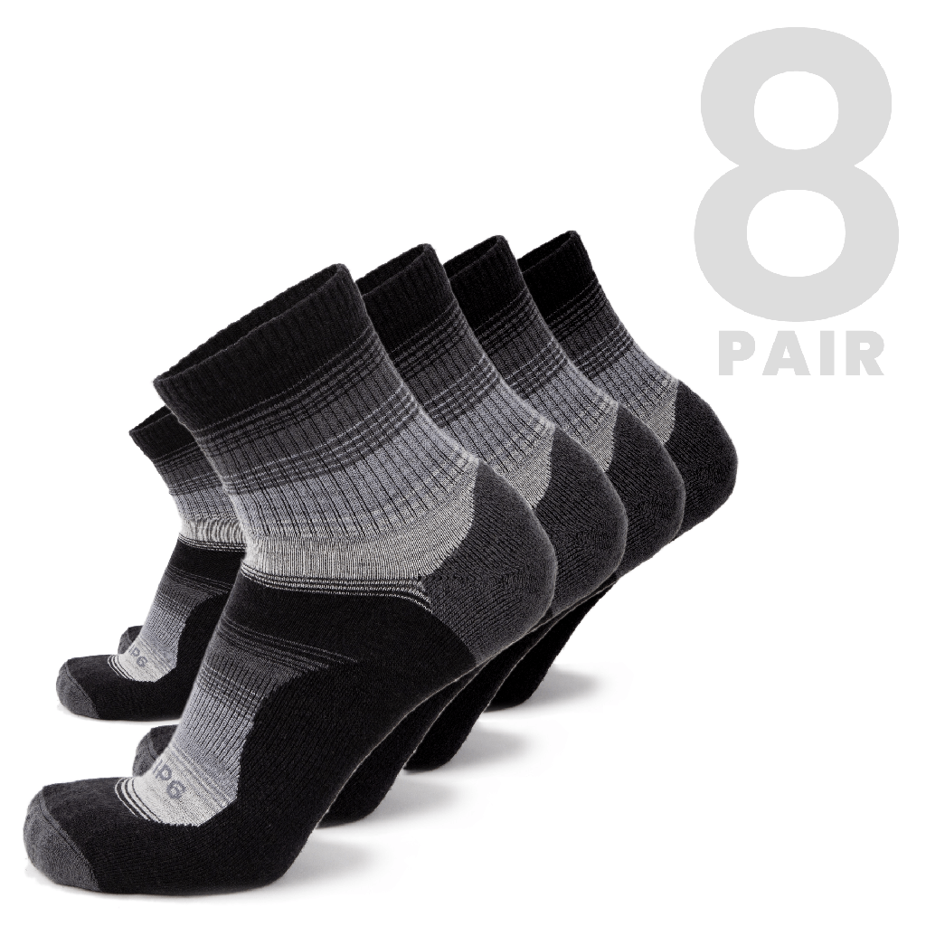 micro crew socks 8 pairs black and grey