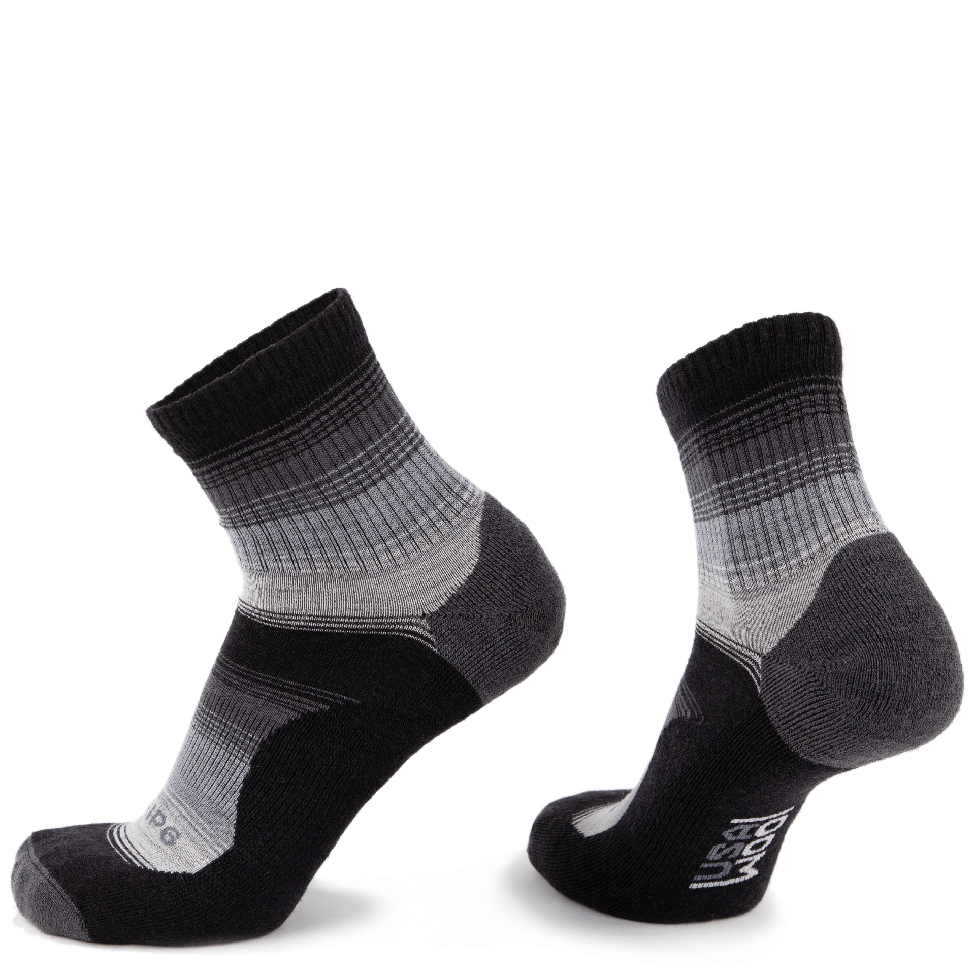 Wool Micro Crew Socks - Fade Black 2 Pair