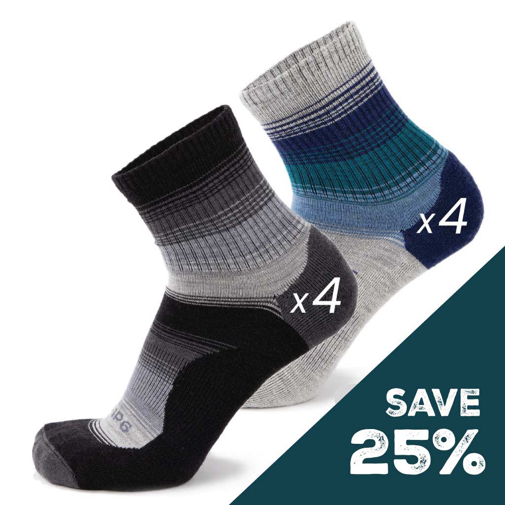 Wool Micro Crew Sock - Black and Blue Pack