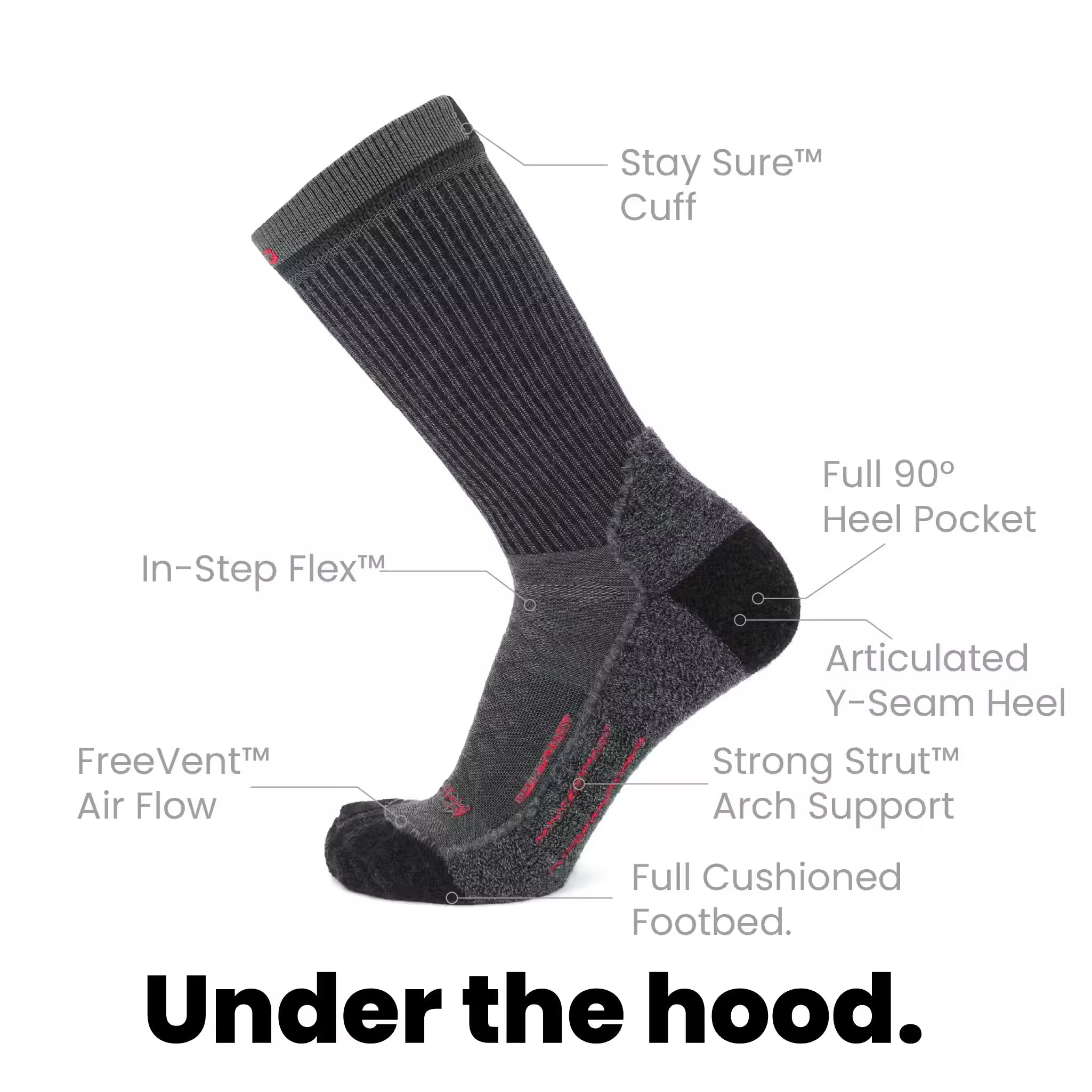 Graphite - Hike Crew Midweight Merino Wool Sock