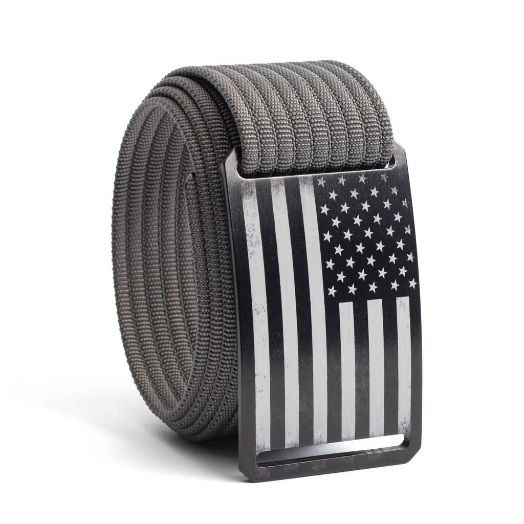 Men's USA Black Flag Buckle GRIP6 belt with Grey strap swatch-image