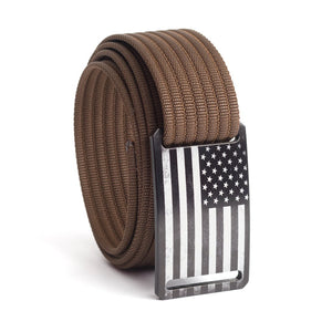 Men's USA Black Flag Narrow Buckle GRIP6 belt with Mocha strap swatch-image