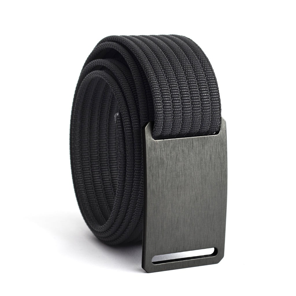 GRIP6 Belts Men's Narrow Classic Gunmetal (Grey) buckle with Black Strap swatch-image