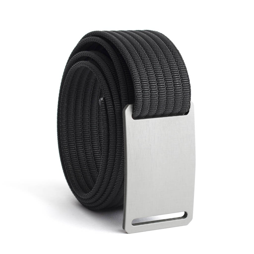 GRIP6 Belts Men's Narrow Classic Granite (Silver) buckle with Black Strap swatch-image